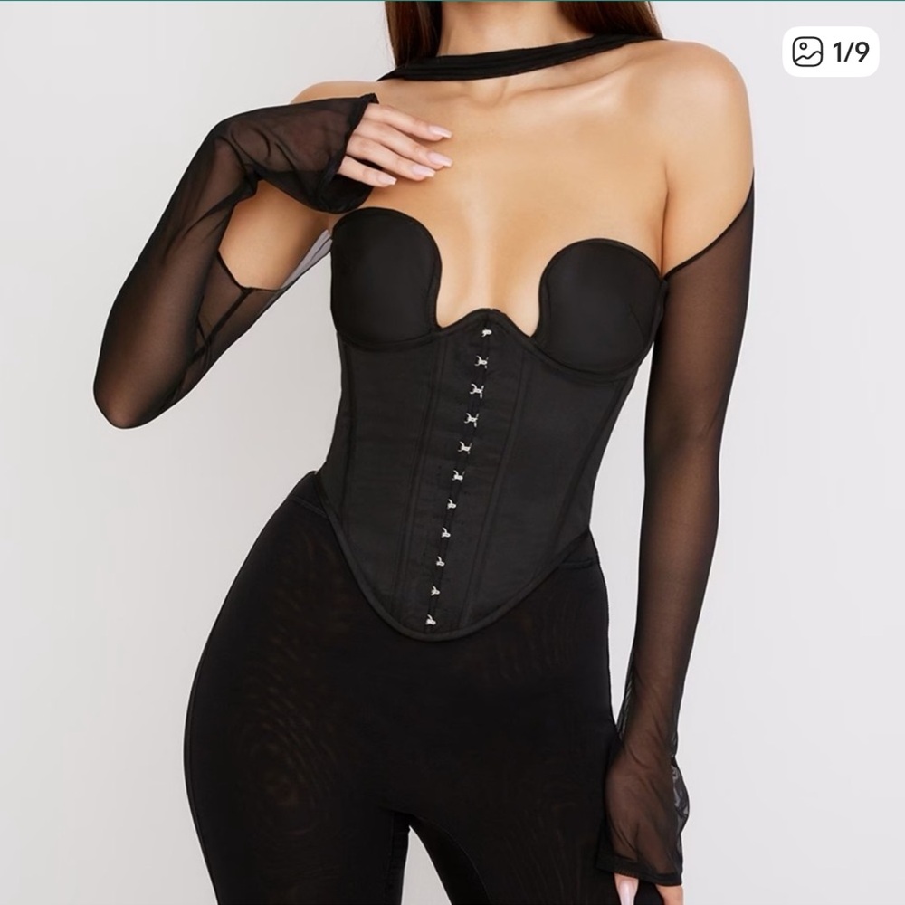 Like new without tags - House of CB Mina Black Structured Corset Long Sleeve